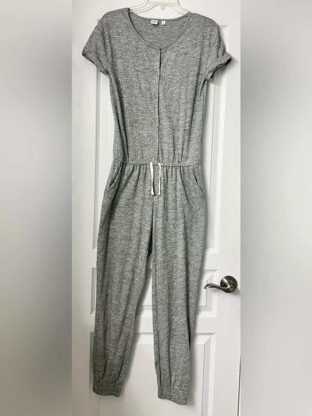 GAP Kids Heather Gray Short-Sleeve Knit One-Piece Romper